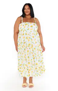 Summer Fling Midi Dress ~ Limoncello Embroidery(XS)