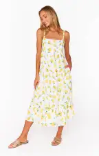 Summer Fling Midi Dress ~ Limoncello Embroidery(XS)