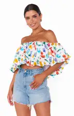 Maria Top ~ Italian Picnic Linen(XS)