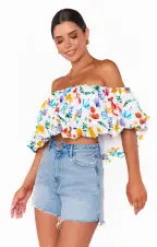 Maria Top ~ Italian Picnic Linen(XS)
