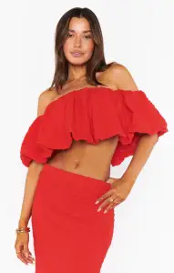 Maria Top ~ Red Scrunch(XS)