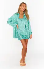 Serenade Mini Dress ~ Aquamarine Shell Satin(XS)