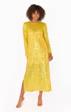 Calypso Midi Dress ~ Yellow Sequins(XS)