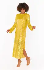 Calypso Midi Dress ~ Yellow Sequins(XS)