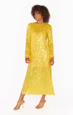 Calypso Midi Dress ~ Yellow Sequins(XS)