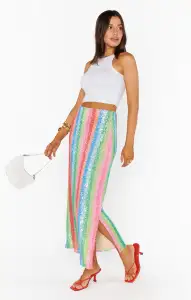 Sunlight Midi Skirt ~ Bright Stripe Sequins(XS)