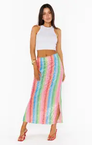 Sunlight Midi Skirt ~ Bright Stripe Sequins(XS)