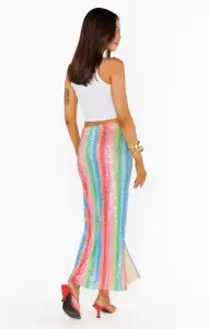 Sunlight Midi Skirt ~ Bright Stripe Sequins(XS)