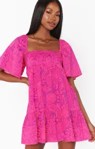 Erin Mini Dress ~ Pink Shells Poplin(XS)