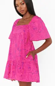 Erin Mini Dress ~ Pink Shells Poplin(XS)