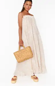 Around The World Maxi Dress ~ Sand Shells Gauze(XS)