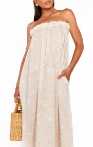 Around The World Maxi Dress ~ Sand Shells Gauze(XS)