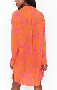 Beachclub Button Down ~ Fuchsia Shells Pebble(XS)
