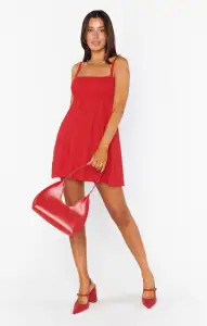 Mallory Mini Dress ~ Red Linen(XS)