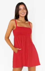 Mallory Mini Dress ~ Red Linen(XS)
