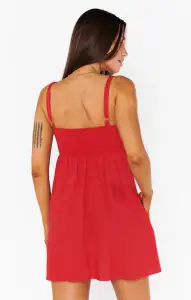 Mallory Mini Dress ~ Red Linen(XS)