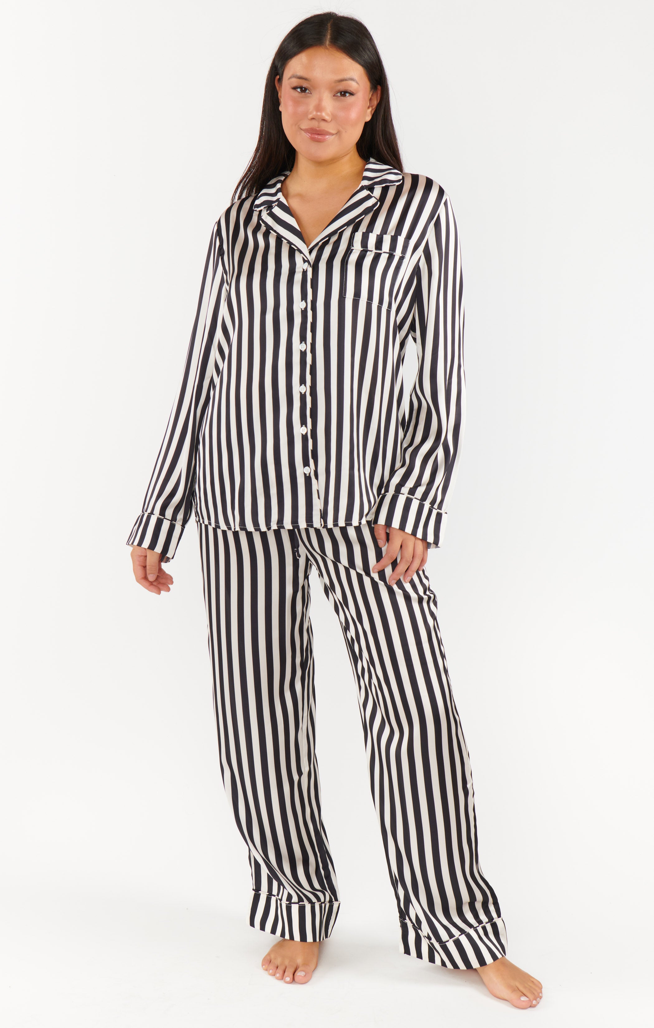 Classic PJ Set ~ Midnight Stripe Silky