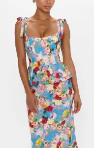 Pauline Peplum Dress ~ Blissful Garden Gala(XS)