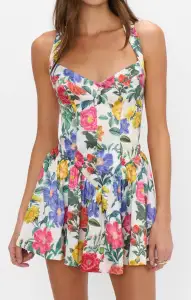 Abigail Mini Dress ~ Charm Peony White Taffeta(XS)