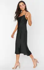 Verona Cowl Dress ~ Black Luxe Satin(XXS)