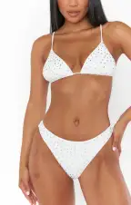 Tanning Top ~ White with Rhinestones(XS)