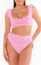 Formentera Top ~ Pink Sands Rib Scrunch(XS)