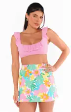 Formentera Top ~ Pink Sands Rib Scrunch(XS)