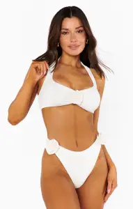 Malta Top ~ Ivory Scrunch with Rosettes(XS)