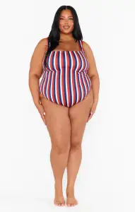 The Ribbed One Piece ~ Americana Stripe Micro Rib(XS)