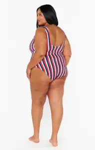 The Ribbed One Piece ~ Americana Stripe Micro Rib(XS)