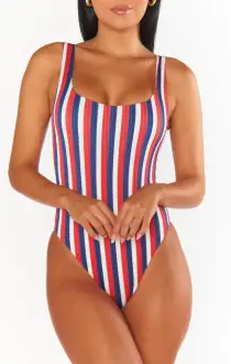 The Ribbed One Piece ~ Americana Stripe Micro Rib(XS)