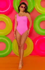 Anchor One Piece ~ Ultra Pink Scrunch(XS)