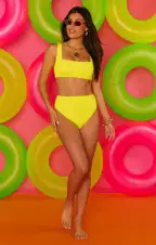 Hot Tub Top ~ Highlighter Yellow Scrunch(XS)