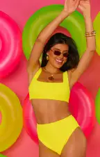 Hot Tub Top ~ Highlighter Yellow Scrunch(XS)
