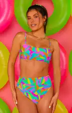 Destin Top ~ Neon Tropics Contour Scrunch