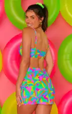 Mary Mini Skirt ~ Neon Tropics Contour Scrunch(XS)