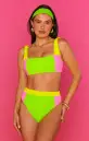 Hot Tub Top ~ 80s Party Colorblock Scrunch(XS)