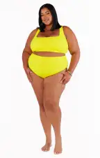 Hot Tub Top ~ Highlighter Yellow Scrunch(XS)