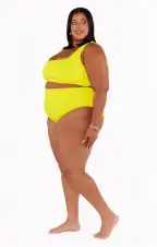 Hot Tub Top ~ Highlighter Yellow Scrunch(XS)