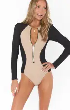 Surfside One Piece ~ Mocha Latte Colorblock Scrunch(XS)