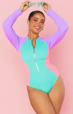 Surfside One Piece ~ New Wave Colorblock Scrunch(XS)