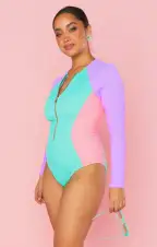 Surfside One Piece ~ New Wave Colorblock Scrunch(XS)