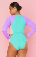 Surfside One Piece ~ New Wave Colorblock Scrunch(XS)