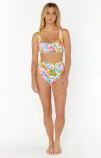 Sail Bottom ~ Ivory Botanical Rib Scrunch(XS)