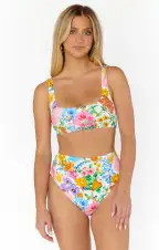 Sail Bottom ~ Ivory Botanical Rib Scrunch(XS)