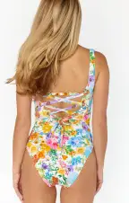 Miramar Beach One Piece ~ Ivory Botanical Rib Scrunch(XS)