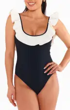 Ritz One Piece ~ White Black Colorblock(XS)