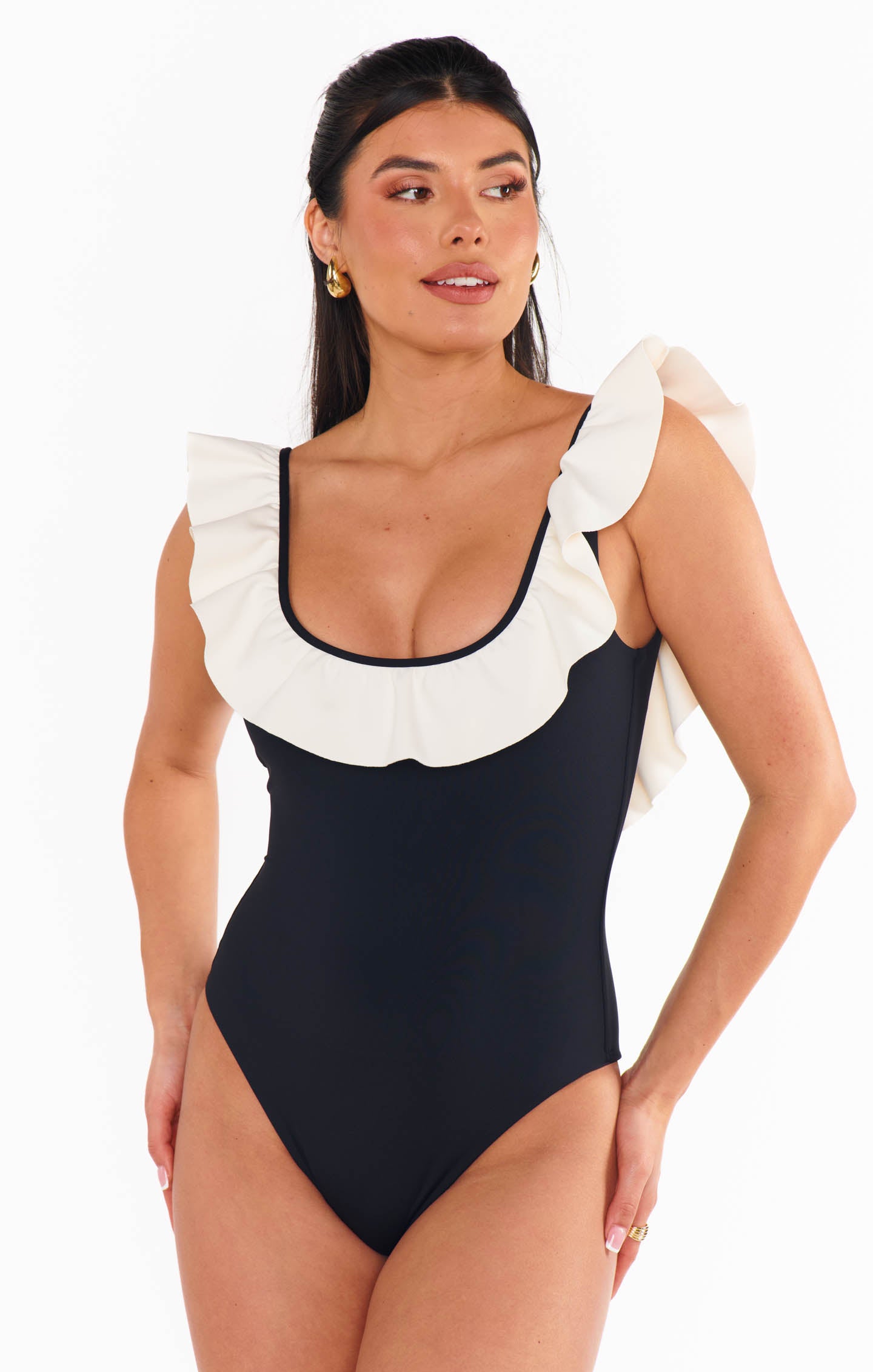 Ritz One Piece ~ White Black Colorblock
