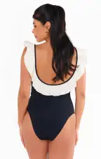 Ritz One Piece ~ White Black Colorblock(XS)