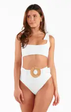 Bahamas Bow Top ~ Ivory Rib Scrunch(XS)
